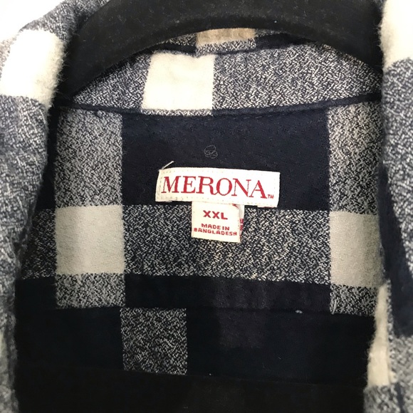Merona Men’s Flannel XXL Navy Plaid - Picture 2 of 4